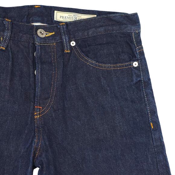 H&M &Denim Premium Denim Jeans Mens 29x32 Blue Selvedge Slim Tapered Raw - Picture 4 of 14